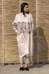 Ayaka_Ivory Viscose Tabby Pintuck And Block Print Dress_at_Aza_Fashions