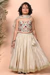 Buy_Priyanka Jain_Ivory Lehengaand Blouse Chanderi Embroidered Dori French Knot Set _Online_at_Aza_Fashions