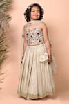 Shop_Priyanka Jain_Ivory Lehengaand Blouse Chanderi Embroidered Dori French Knot Set _Online_at_Aza_Fashions