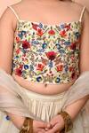 Priyanka Jain_Ivory Lehengaand Blouse Chanderi Embroidered Dori French Knot Set _at_Aza_Fashions