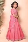 Priyanka Jain_Fuchsia Chanderi, Organza Sequins, Crystals Embellished Lehenga Set With Cape _at_Aza_Fashions