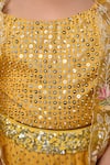 Buy_Priyanka Jain_Yellow Lehenga And Blouse Chanderi Embroidered Dori Floral Sheer Cape Set 