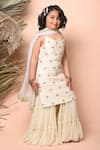 Buy_Priyanka Jain_Ivory Kurta Chanderi Embroidered Dabka Strappy Sharara Set _Online_at_Aza_Fashions