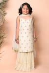 Shop_Priyanka Jain_Ivory Kurta Chanderi Embroidered Dabka Strappy Sharara Set _Online_at_Aza_Fashions