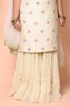 Priyanka Jain_Ivory Kurta Chanderi Embroidered Dabka Strappy Sharara Set _at_Aza_Fashions
