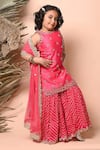 Buy_Priyanka Jain_Fuchsia Cotton, Georgette, Net Embroidery, Sequins, Chevron Sharara Kurta Set _Online_at_Aza_Fashions