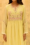 Label Niti Bothra_Yellow Pure And Handwoven Banarasi Silk With Bemberg Gathered Kurta & Palazzo Set_Online_at_Aza_Fashions