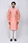 Arihant Rai Sinha_Peach Kurta Art Silk Solid And Pant Set _Online_at_Aza_Fashions