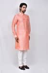 Shop_Arihant Rai Sinha_Peach Kurta Art Silk Solid And Pant Set _Online_at_Aza_Fashions