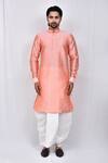Nazaakat by Samara Singh_Peach Line Design Kurta And Dhoti Pant Set_Online_at_Aza_Fashions