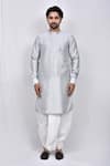 Arihant Rai Sinha_Grey Kurta Art Silk Solid With Dhoti Pant _Online_at_Aza_Fashions