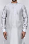 Buy_Arihant Rai Sinha_Grey Kurta Art Silk Solid With Dhoti Pant _Online_at_Aza_Fashions