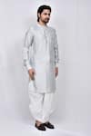 Shop_Arihant Rai Sinha_Grey Kurta Art Silk Solid With Dhoti Pant _Online_at_Aza_Fashions