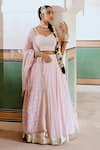 KARAJ JAIPUR_Pink Blouse And Dupatta Georgette Chikankari Pleated Lehenga & Set  _at_Aza_Fashions