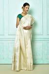 Buy_Nazaakat by Samara Singh_White Soft Banarasi Silk Woven Floral Paisley And Zari Saree For Women_Online_at_Aza_Fashions