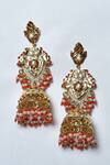 Buy_ZEVAR BY GEETA_Gold Plated Kundan Brass And Pearls Jadau Embellished Jhumkas _Online_at_Aza_Fashions