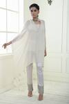 Shop_Sonia Baderia_White Chiffon, Cotton , Lycra, Tassels, Placket Kaftan Pant Set_Online_at_Aza_Fashions
