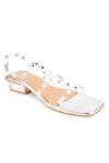 Kaltheos_Silver Tpu Cube Strappy Studded Block Heel Sandals_at_Aza_Fashions