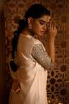 Shop_SONIA BADERIA_White Crepe Embroidered Semi-precious Stone Notched Sleeve Kurta Sharara Set _Online_at_Aza_Fashions