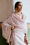 Shop_KARAJ JAIPUR_Pink Georgette Embroidery Thread Notched Kurta Gharara Set _at_Aza_Fashions