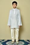 Buy_Arihant Rai Sinha_White Cotton Patterned Kurta And Churidar Set _Online_at_Aza_Fashions