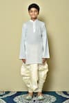 Buy Petite Pomme White Cotton, Silk Patterned Kurta And Dhoti Set Online at Aza Fashions Buy_Petite Pomme_White Cotton, Silk Patterned Kurta And Dhoti Set _Online_at_Aza_Fashions