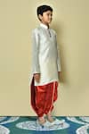 Shop_Petite Pomme_Cream Silk Plain Kurta And Red Dhoti Pant Set _Online_at_Aza_Fashions