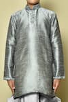Petite Pomme Grey Silk Embroidery Woven Kurta With Dhoti Pant at Aza Fashions Petite Pomme_Grey Silk Embroidery Woven Kurta With Dhoti Pant _at_Aza_Fashions