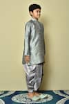 Shop Petite Pomme Grey Silk Embroidery Woven Kurta With Dhoti Pant Online at Aza Fashions Shop_Petite Pomme_Grey Silk Embroidery Woven Kurta With Dhoti Pant _Online_at_Aza_Fashions