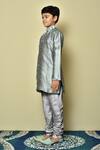 Buy_Arihant Rai Sinha_Grey Dupion Art Silk Plain Floral Woven Kurta _Online_at_Aza_Fashions