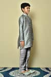 Shop_Arihant Rai Sinha_Grey Dupion Art Silk Plain Floral Woven Kurta _Online_at_Aza_Fashions