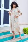Buy_KARAJ JAIPUR_Cream Muslin Polka Dot Shirt Collar Print Slip Dress With For Women_Online_at_Aza_Fashions