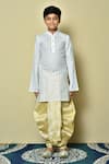 Shop_Petite Pomme_White Cotton, Silk Patterned Kurta And Dhoti Set _Online_at_Aza_Fashions