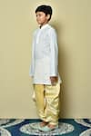 Petite Pomme_White Cotton, Silk Patterned Kurta And Dhoti Set _at_Aza_Fashions