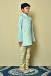 Petite Pomme_Green Cotton Stripe Pattern Kurta Set _at_Aza_Fashions