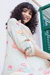 KARAJ JAIPUR_Cream Muslin Floral And Polka Dot Pattern Shirt Dress_Online_at_Aza_Fashions