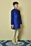 Petite Pomme_Blue Silk Patterned Kurta _at_Aza_Fashions