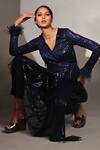 Buy_Jyoti Sachdev Iyer_Blue Top  Tulle Embroidered Sequins V Neck Draped And Trousers Set _Online_at_Aza_Fashions