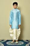 Shop_Petite Pomme_Blue Silk Straight Kurta And Dhoti Pant Set _Online_at_Aza_Fashions