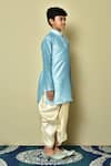 Petite Pomme_Blue Silk Straight Kurta And Dhoti Pant Set _at_Aza_Fashions
