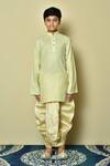 Shop_Arihant Rai Sinha_Yellow Cotton, Silk Striped Pattern Kurta And Dhoti Pant Set _Online_at_Aza_Fashions