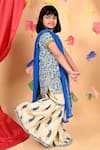 Kids Lane_Blue Cotton Printed Floral Kurta Sharara Set  _at_Aza_Fashions