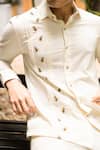 Buy_Vaani Beswal_Off White Handwoven Cotton Embroidered Thread Umair Shirt_Online_at_Aza_Fashions