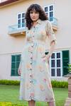 Buy_KARAJ JAIPUR_Cream Muslin Floral And Polka Dot Pattern Shirt Dress_Online_at_Aza_Fashions