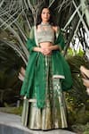 Shop_Pinki Sinha_Green Pure Silk Handwoven Pattern Lehenga Set With Unstitched Blouse Fabric _Online_at_Aza_Fashions