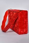 Shop_Feza Bags_Red Embroidery, Beads Abstract Embellished Clutch_Online_at_Aza_Fashions