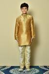 Buy_Petite Pomme_Gold Silk Embroidery Straight Hem Kurta _Online_at_Aza_Fashions