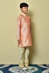 Petite Pomme_Pink Silk Straight Full Sleeve Kurta _at_Aza_Fashions