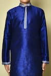 Buy_Petite Pomme_Blue Denim Embroidery Collar Kurta And Churidar Set _Online_at_Aza_Fashions