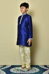 Shop_Arihant Rai Sinha_Blue Silk Embroidery Collar Kurta _Online_at_Aza_Fashions